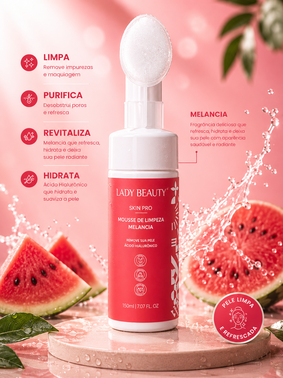 Mousse de Limpeza Skin Pro Melancia 150ml