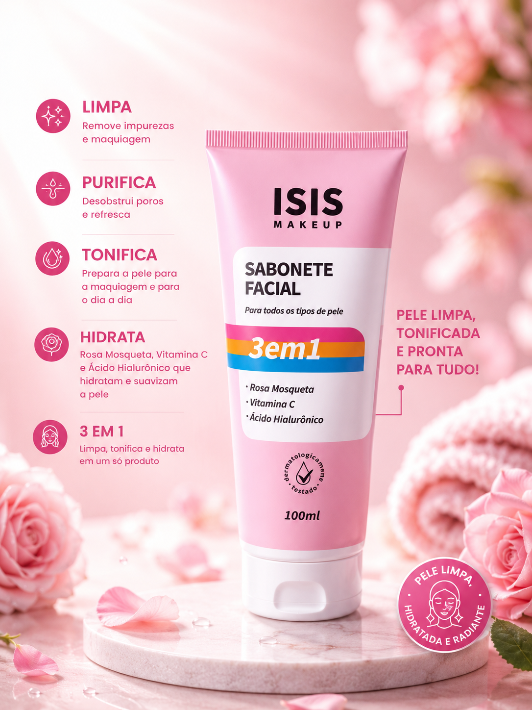Sabonete Facial 3 em 1 ISIS 100ml