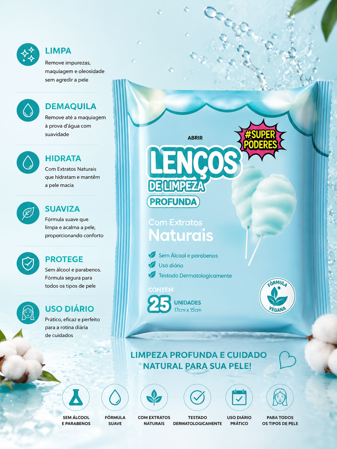 Lenço de Limpeza Profunda 25 unidades