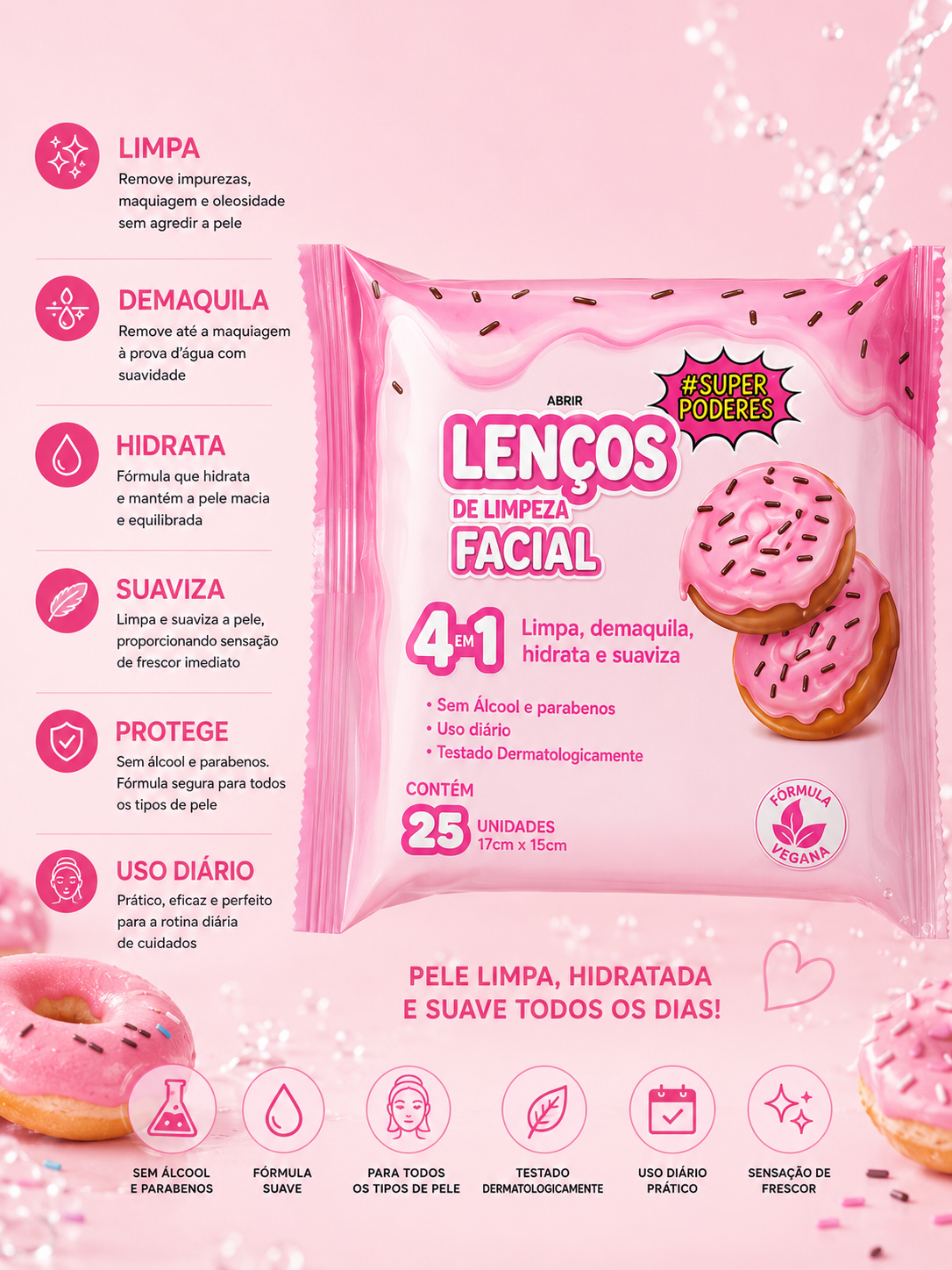 Lenço de Limpeza Facial 25 unidades
