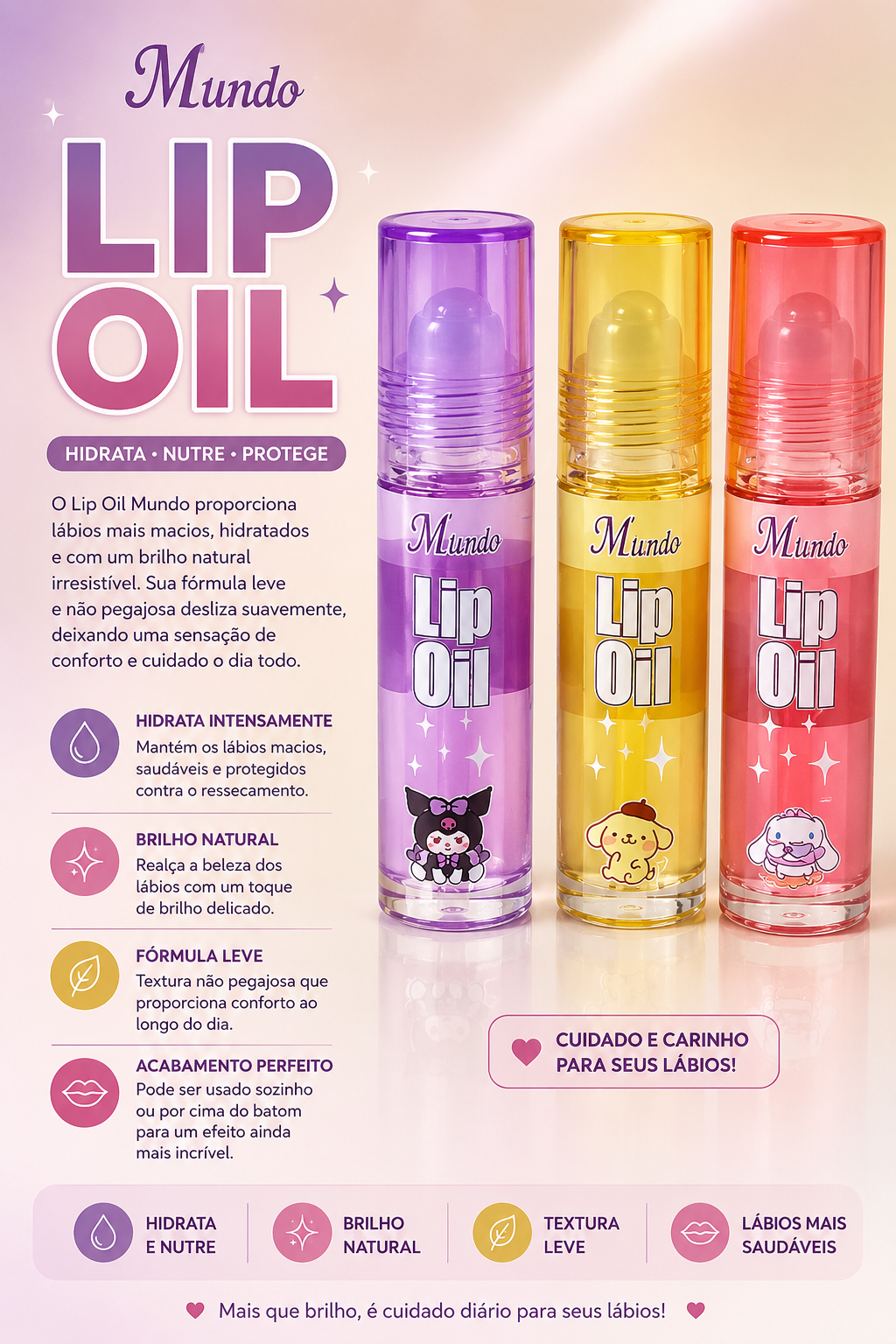 Hidratante Labial Lip Oil M'lundo