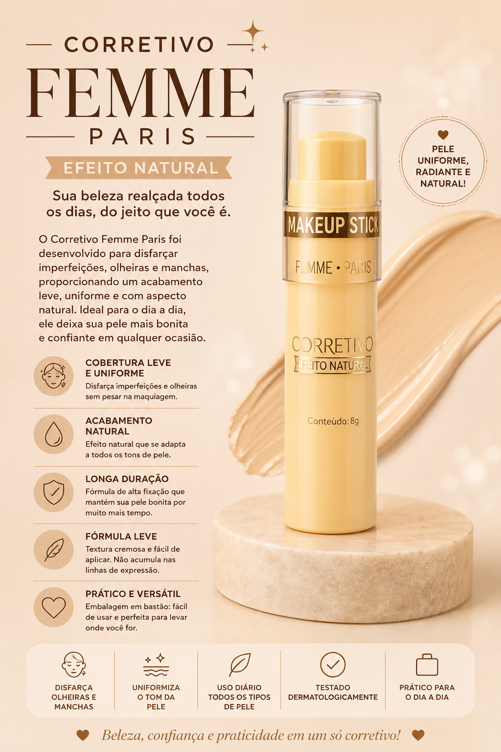 Corretivo Femme Paris Stick – Efeito Natural